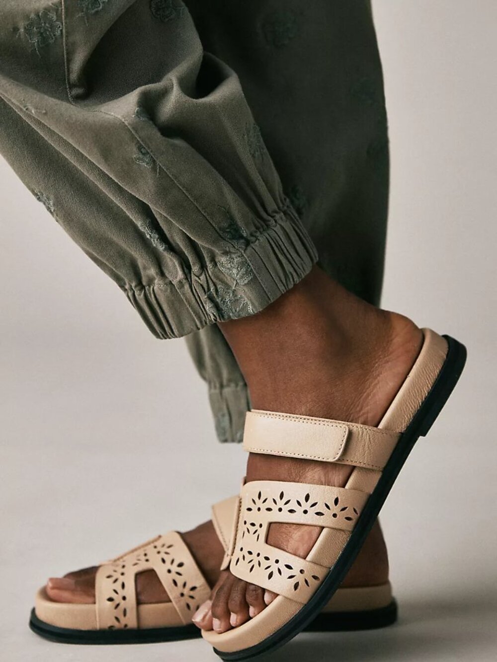 Bibi Lou Cutout Slide Sandals Olive Green